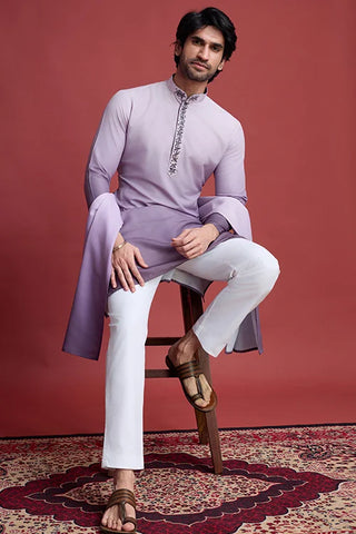 Stylish Mirror Work Rayon Men's Kurta with Dupatta Set