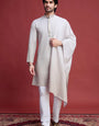 Designer Beige Kurta Set (With Dupatta) for Men with Real Mirror Work