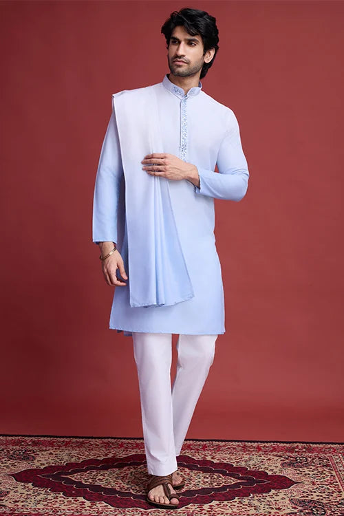 Designer Men’s Kurta (With Dupatta) Set with Real Mirror Work Collection