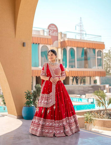 Heavy Faux Georgette Heavy Embroidery Thread & Sequence Work Ready to Wear Lehenga Choli Set