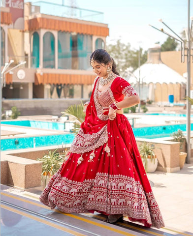 Heavy Faux Georgette Heavy Embroidery Thread & Sequence Work Ready to Wear Lehenga Choli Set