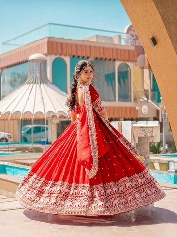Heavy Faux Georgette Heavy Embroidery Thread & Sequence Work Ready to Wear Lehenga Choli Set