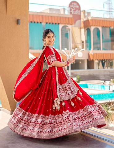 Heavy Faux Georgette Heavy Embroidery Thread & Sequence Work Ready to Wear Lehenga Choli Set