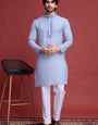 Sky Blue Viscose Kurta with Exquisite Mieeoe Work