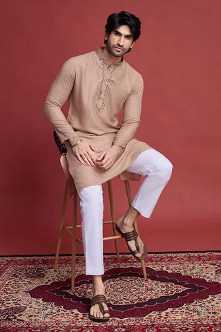 Stylish Grey Kurta for Men – Mirror Work on Viscose