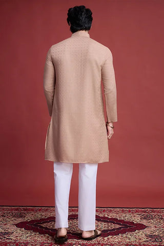 Stylish Grey Kurta for Men – Mirror Work on Viscose