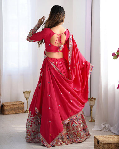 Premium Natural Crape Silk with Coding Dori with Thread & Sequence work Lehenga Choli Set