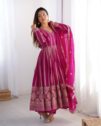 Premium Star Georgette Silk with Front and Back Side thread & Sequence Work Fancy Suit Set