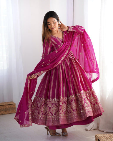 Premium Star Georgette Silk with Front and Back Side thread & Sequence Work Fancy Suit Set