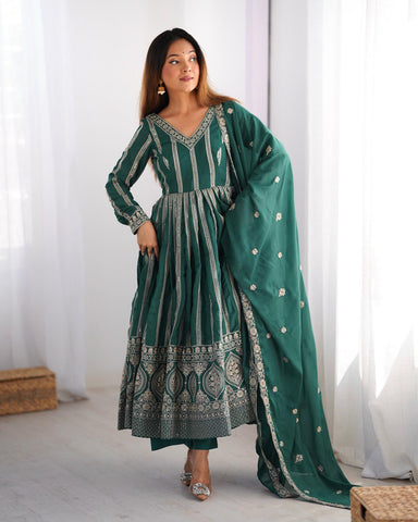 Premium Star Georgette Silk with Front and Back Side thread & Sequence Work Fancy Suit Set