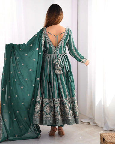 Premium Star Georgette Silk with Front and Back Side thread & Sequence Work Fancy Suit Set