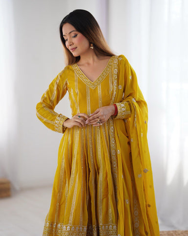 Premium Star Georgette Silk with Front and Back Side thread & Sequence Work Fancy Suit Set