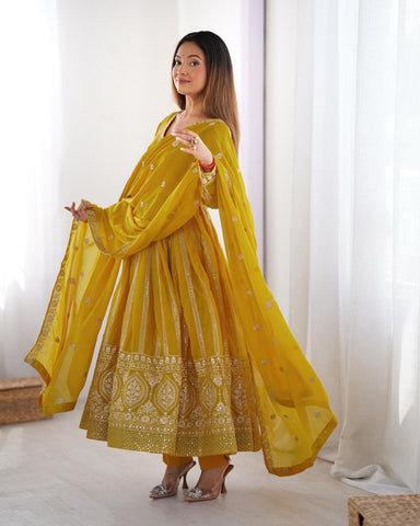 Premium Star Georgette Silk with Front and Back Side thread & Sequence Work Fancy Suit Set