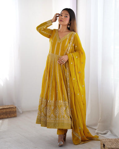 Premium Star Georgette Silk with Front and Back Side thread & Sequence Work Fancy Suit Set