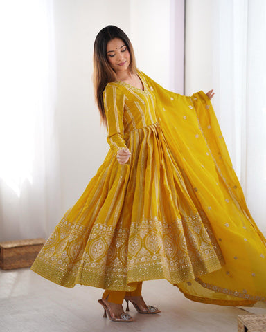 Premium Star Georgette Silk with Front and Back Side thread & Sequence Work Fancy Suit Set