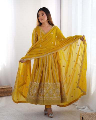 Premium Star Georgette Silk with Front and Back Side thread & Sequence Work Fancy Suit Set