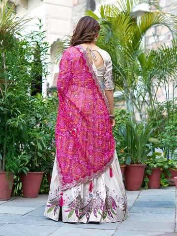 Pure Tissue Silk Heavy  Embroidery Sequence & Thred Work Lehenga Choli Set