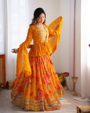 Premium Faux Georgette with Digital print  Lehenga Choli Set