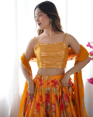 Premium Faux Georgette with Digital print  Lehenga Choli Set