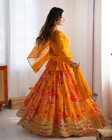 Premium Faux Georgette with Digital print  Lehenga Choli Set