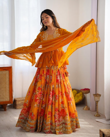 Premium Faux Georgette with Digital print  Lehenga Choli Set