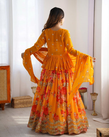 Premium Faux Georgette with Digital print  Lehenga Choli Set