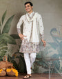 Wedding Special White Color Kurta and Dupatta for Men