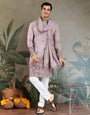 Traditional Dusty Pink Embroidered Kurta Dupatta with Pajama