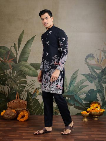 Beautiful Black Viscose Silk Kurta mens wear
