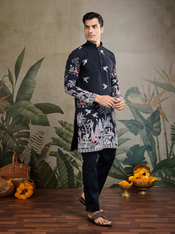Beautiful Black Viscose Silk Kurta mens wear