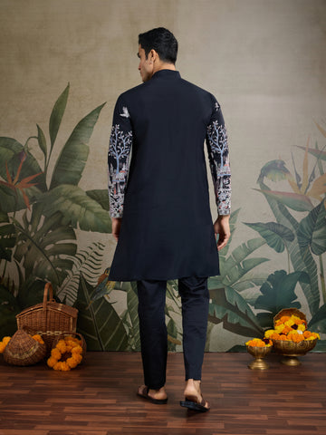 Beautiful Black Viscose Silk Kurta mens wear