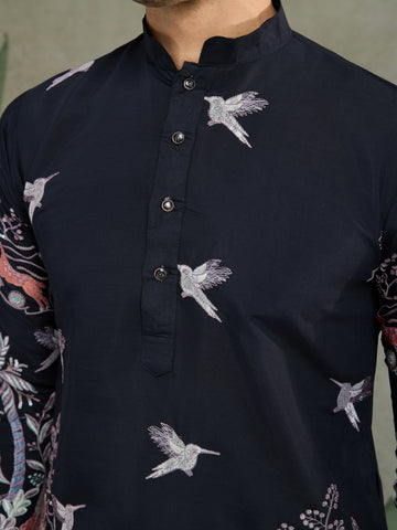 Beautiful Black Viscose Silk Kurta mens wear