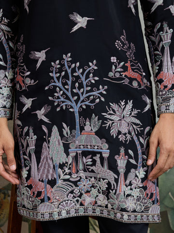 Beautiful Black Viscose Silk Kurta mens wear