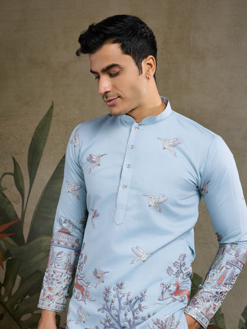 Traditional Sky Blue Wedding designer kurta for men