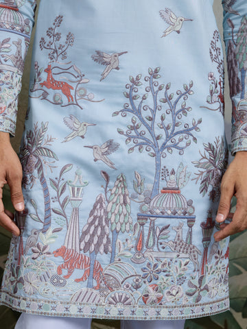 Traditional Sky Blue Wedding designer kurta for men
