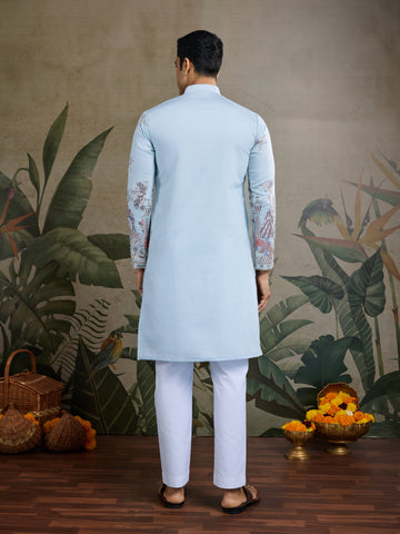 Traditional Sky Blue Wedding designer kurta for men