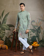 Premium Pista Green Viscose Silk party wear kurta for men