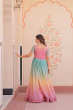 Gold Crush Padding With Beads Embroidered Work Gown