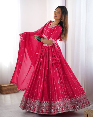 Premium Shimmer Silk with Thread & Sequence Work Lehenga Choli Set