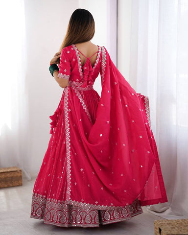 Premium Shimmer Silk with Thread & Sequence Work Lehenga Choli Set