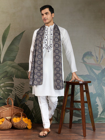 Simple & Stylish White Kurta with Dupatta for Men