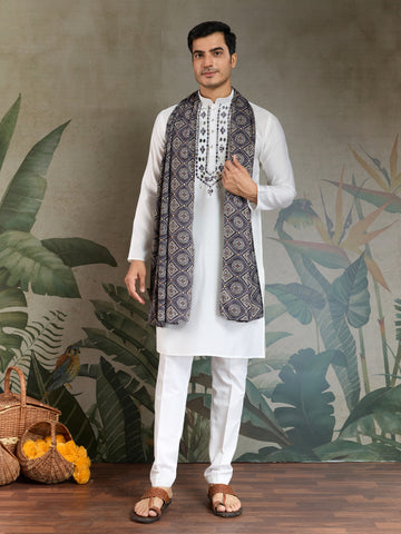 Simple & Stylish White Kurta with Dupatta for Men