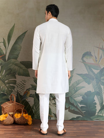 Simple & Stylish White Kurta with Dupatta for Men