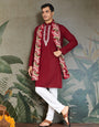 Designer Red Kurta with Dupatta for Festive Look