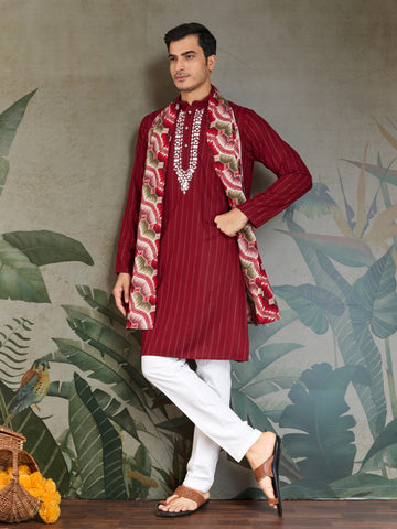 Designer Red Kurta with Dupatta for Festive Look