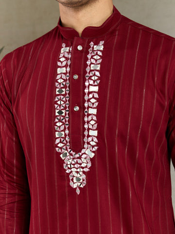 Designer Red Kurta with Dupatta for Festive Look