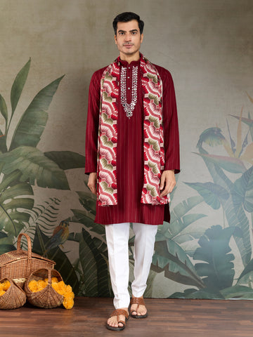 Designer Red Kurta with Dupatta for Festive Look