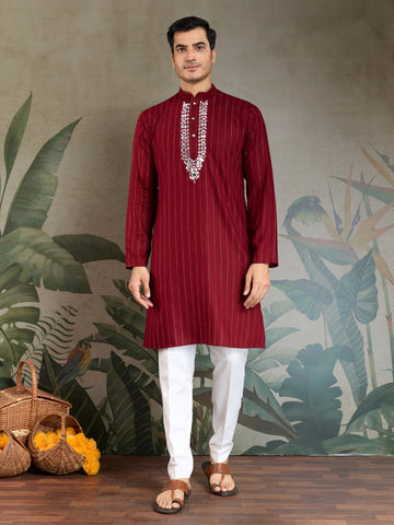 Designer Red Kurta with Dupatta for Festive Look