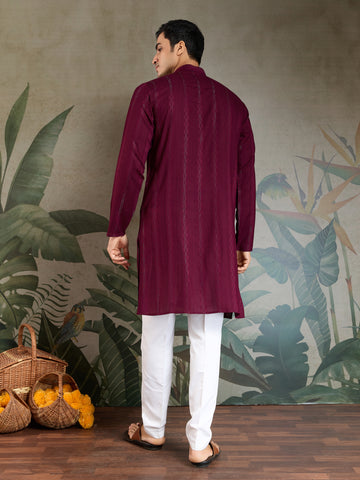 Designer Purple Men Kurta and Dupatta for Weddings