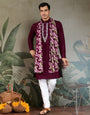 Designer Purple Men Kurta and Dupatta for Weddings